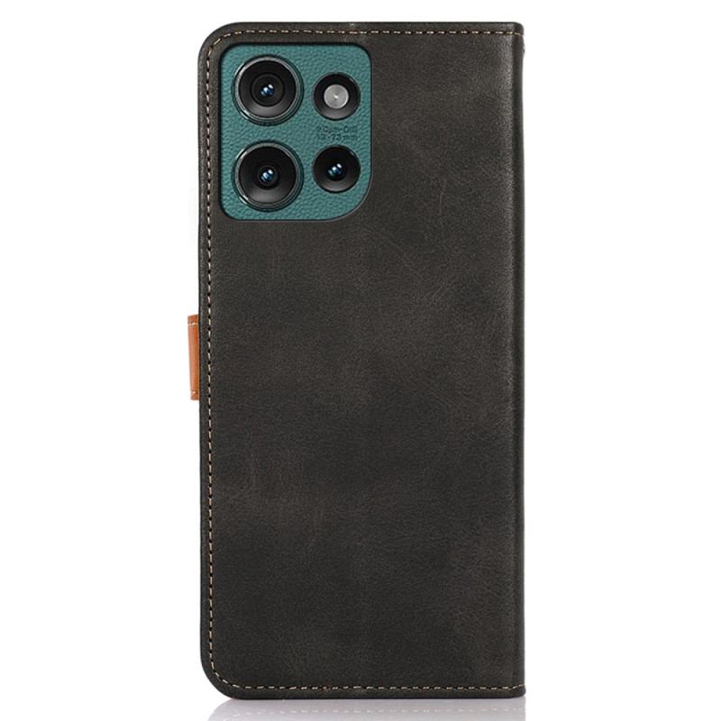Skórzany Futerał Motorola Edge 50 Etui Na Telefon Złota Zapinka Khazneh