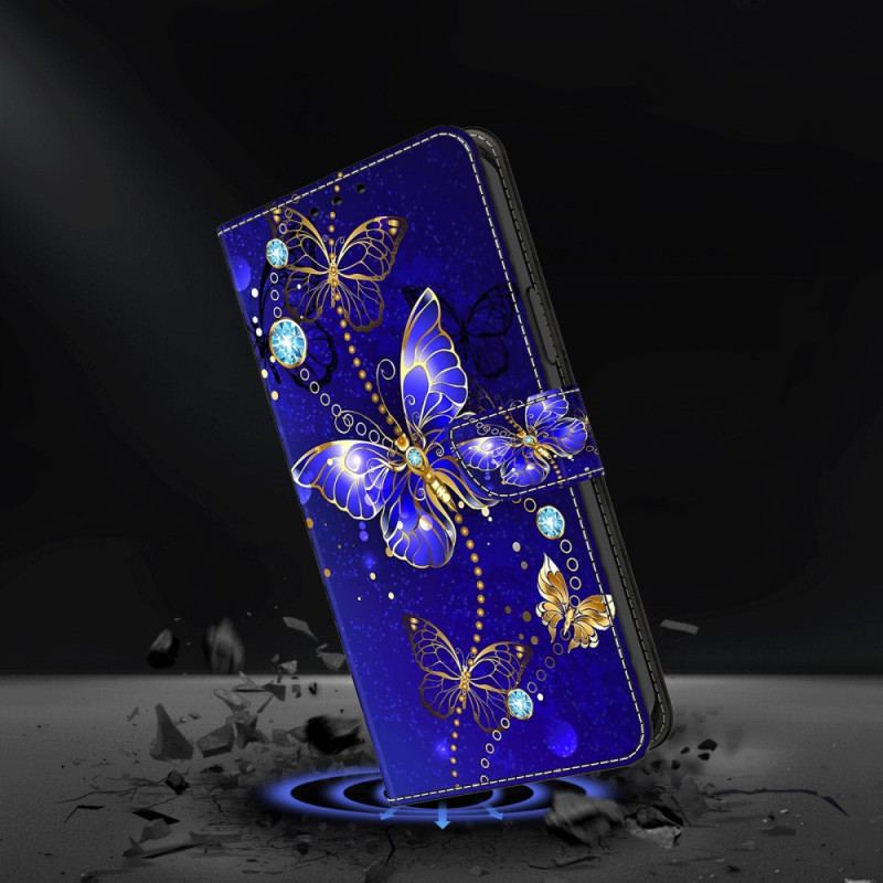 Etui Folio Xiaomi 14 Diamentowe Motyle Etui Ochronne