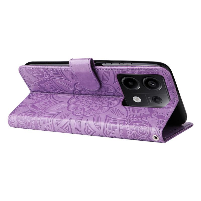Etui Folio Xiaomi Redmi Note 13 Pro 5g Słonecznik Z Paskiem