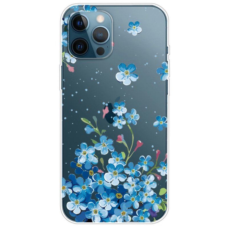 Etui do iPhone 14 Pro Bezszwowi Błękitni Kwiaty