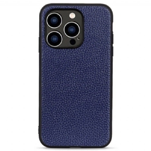 Etui do iPhone 14 Pro Prawdziwa Skóra Litchi