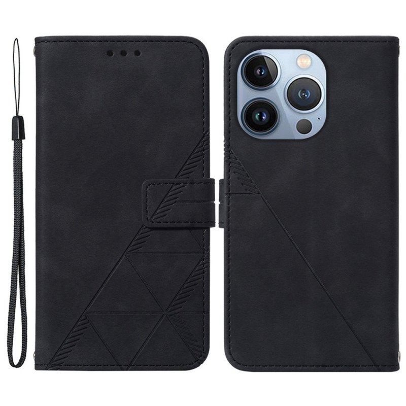Etui Folio do iPhone 14 Pro z Łańcuch Trójkąty Paska