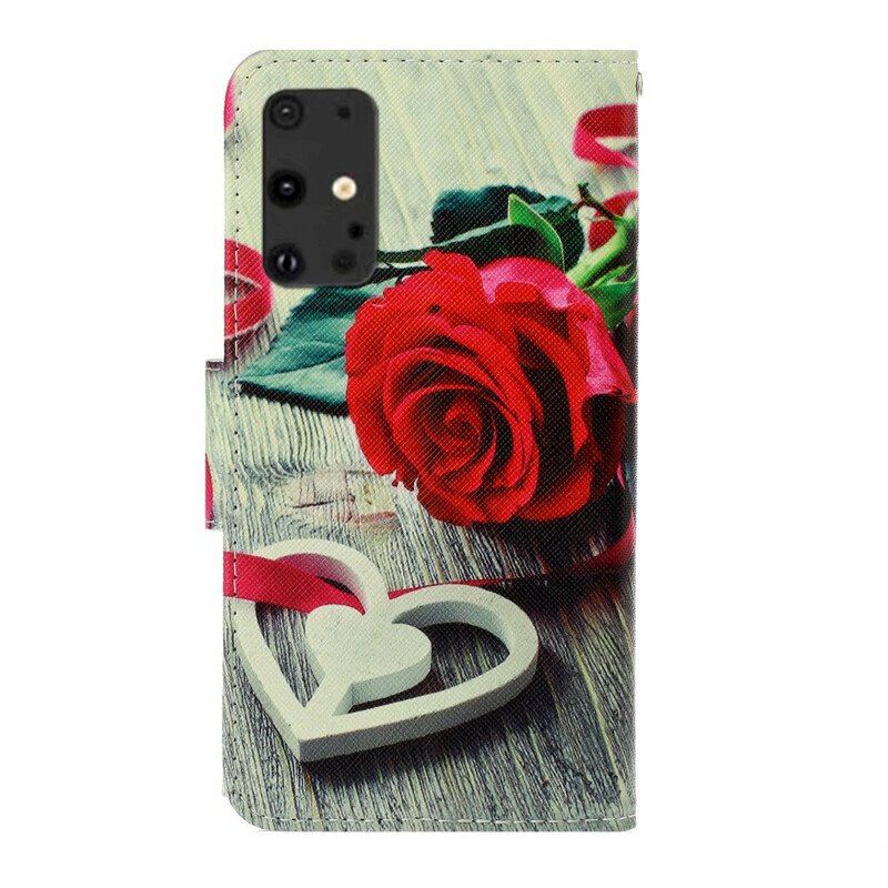 Etui Folio do Samsung Galaxy S20 Plus / S20 Plus 5G z Łańcuch Romantyczna Róża Z Paskiem