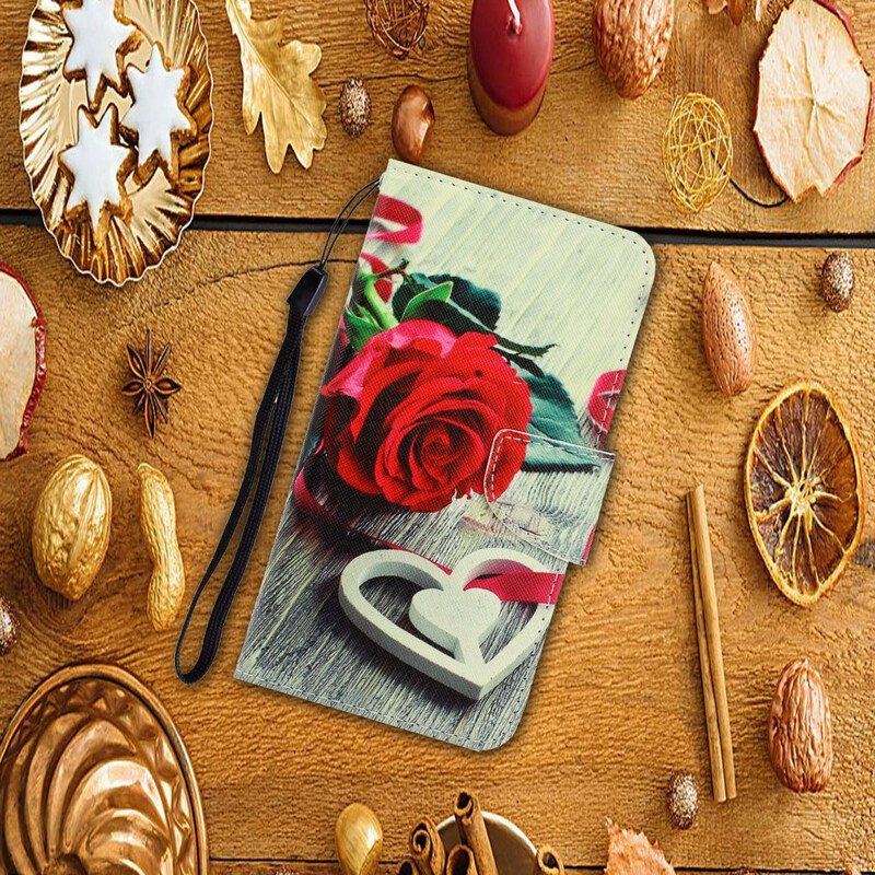 Etui Folio do Samsung Galaxy S20 Plus / S20 Plus 5G z Łańcuch Romantyczna Róża Z Paskiem