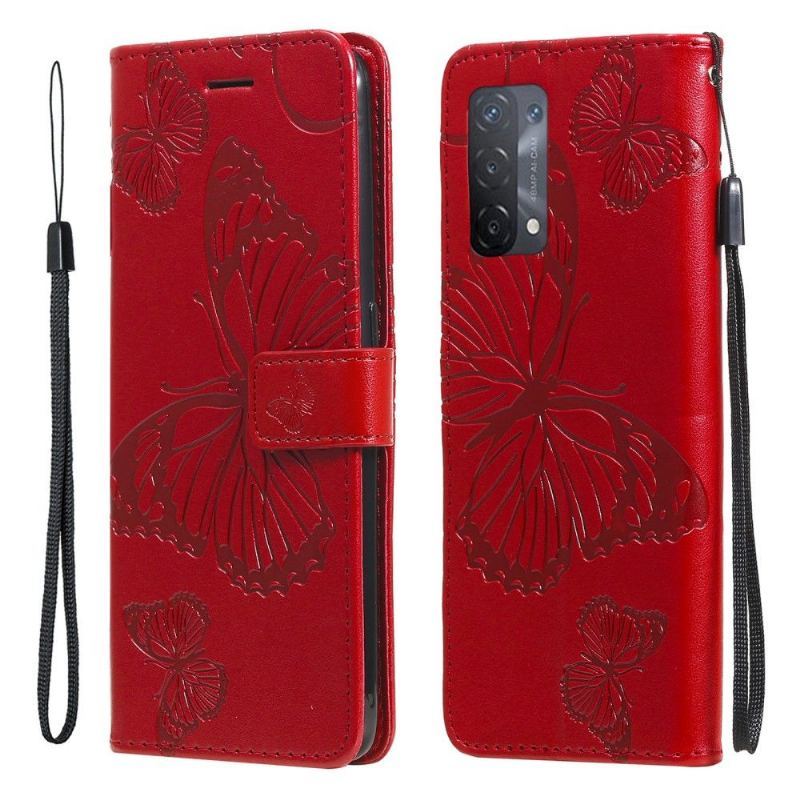 Skórzany Futerał do Oppo A74 4G Obsługa Funkcji Motyli