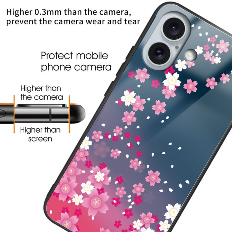 Etui Do iPhone 16 Plus Różowe Kwiaty Ze Szkła Hartowanego
