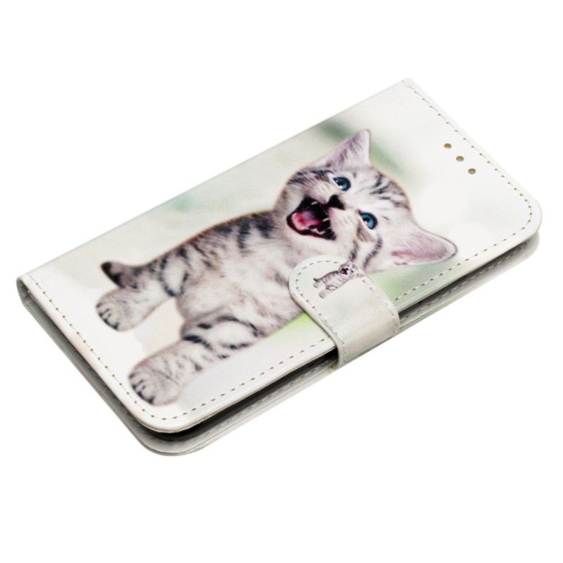 Etui Folio Do iPhone 16 Plus Mały Kot Z Paskiem