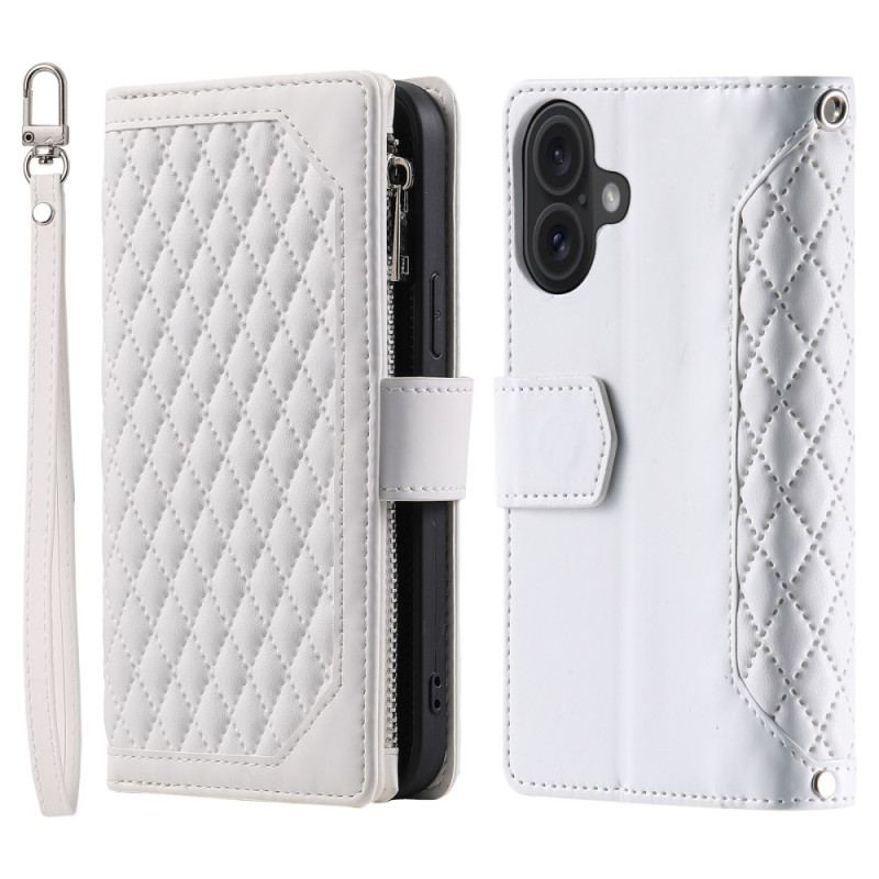 Etui Folio Do iPhone 16 Plus Pikowany Portfel