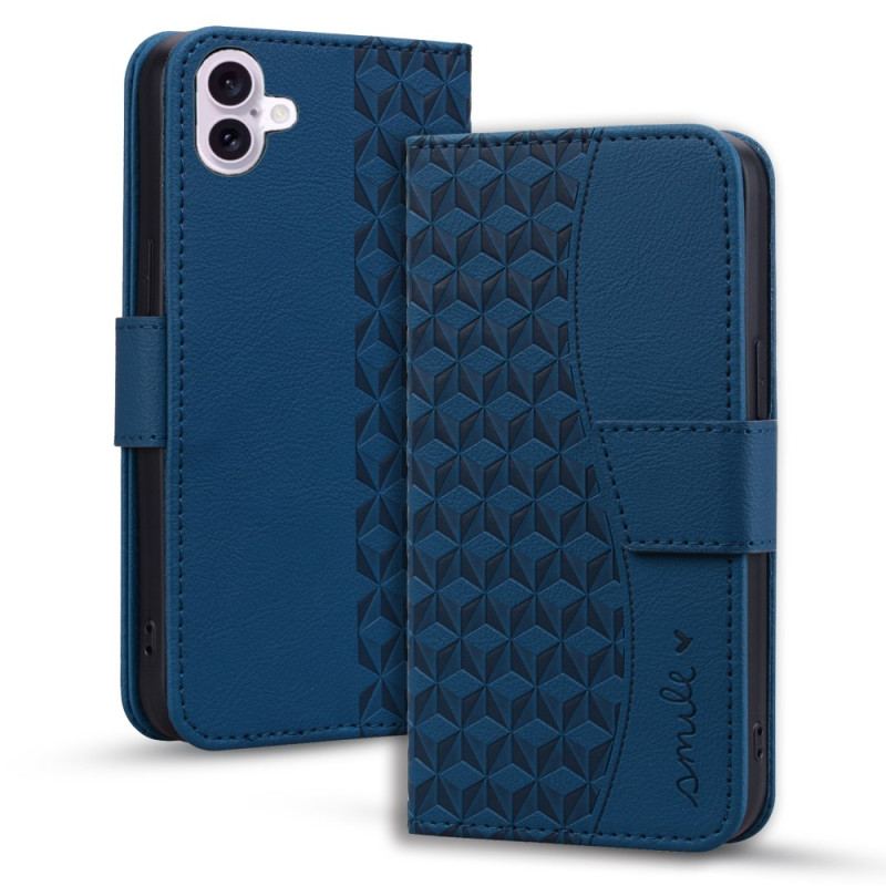 Etui Folio Do iPhone 16 Plus Poziomy Fryz Rombowy Z Paskiem
