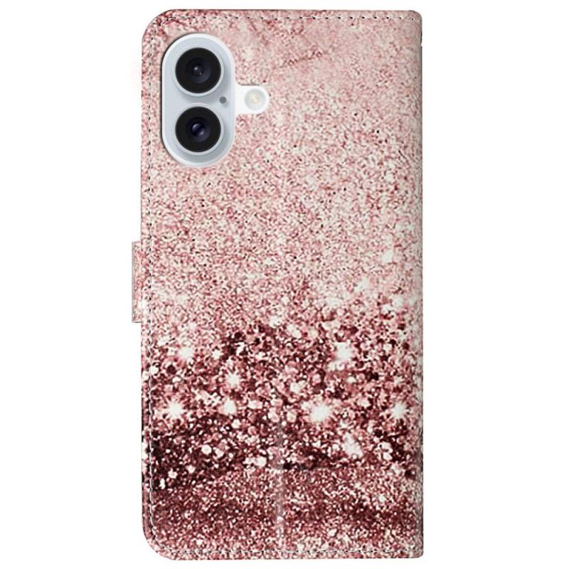 Etui Folio Do iPhone 16 Plus Wzór Różowego Marmuru