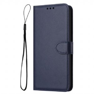 Etui Folio Do iPhone 16 Plus Zwykły Skórzany Model Z Paskiem