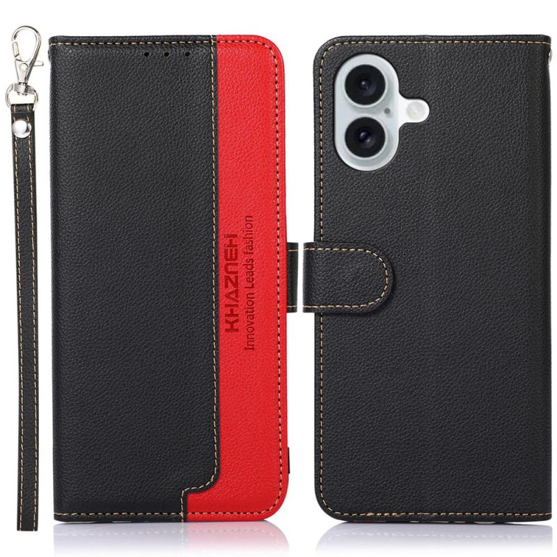 Etui Folio iPhone 16 Plus Dwukolorowe Blokowanie Rfid Khazneh Etui Ochronne