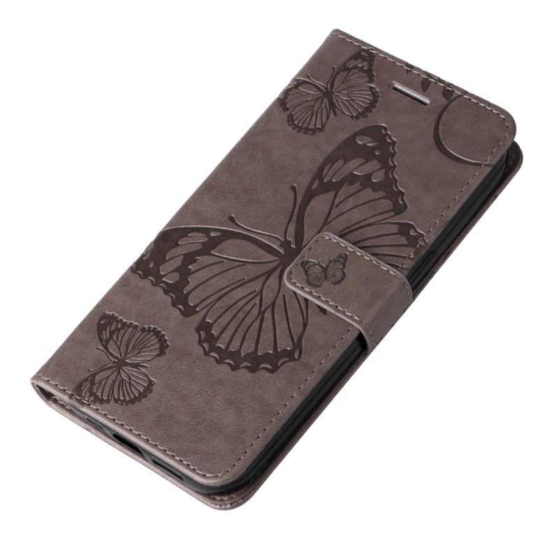 Etui Folio iPhone 16 Plus Gigantyczne Motyle Z Paskiem Etui Ochronne
