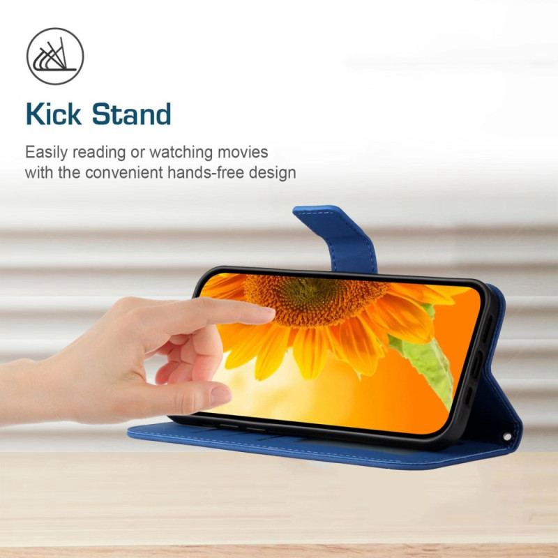 Etui Folio iPhone 16 Plus Nadruk W Słoneczniki Z Paskiem Na Ramię Etui Ochronne