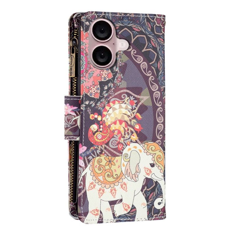 Etui Folio iPhone 16 Plus Portfel W Kształcie Słonia Z Paskiem