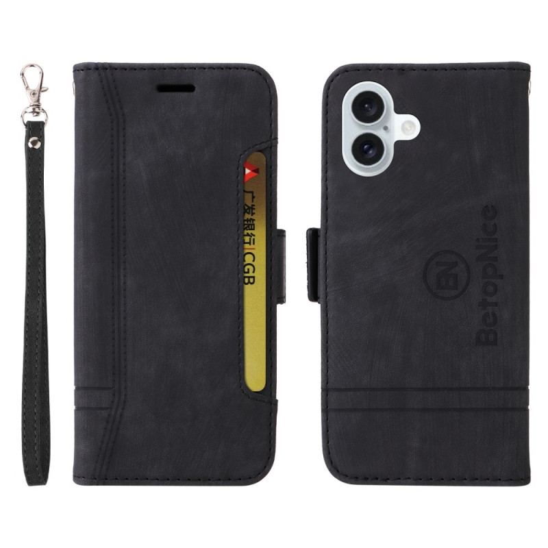 Etui Folio iPhone 16 Plus Przednie Etui Na Karty Betopnice Etui Ochronne
