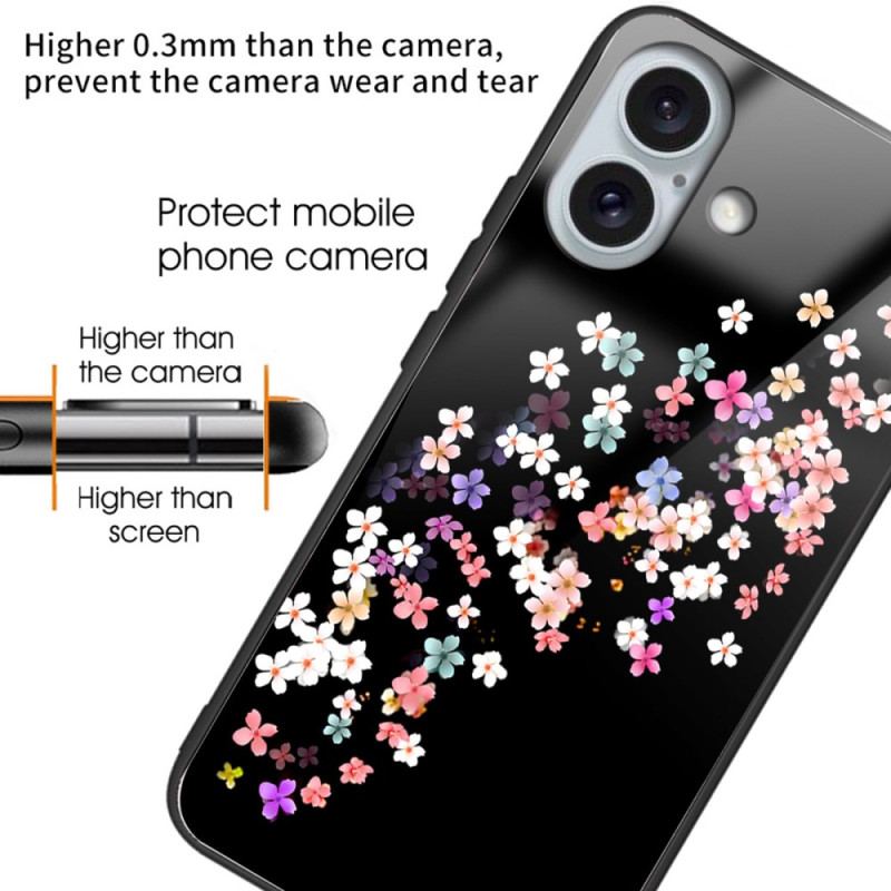 Etui iPhone 16 Plus Kwiatowy Wzór Ze Szkła Hartowanego