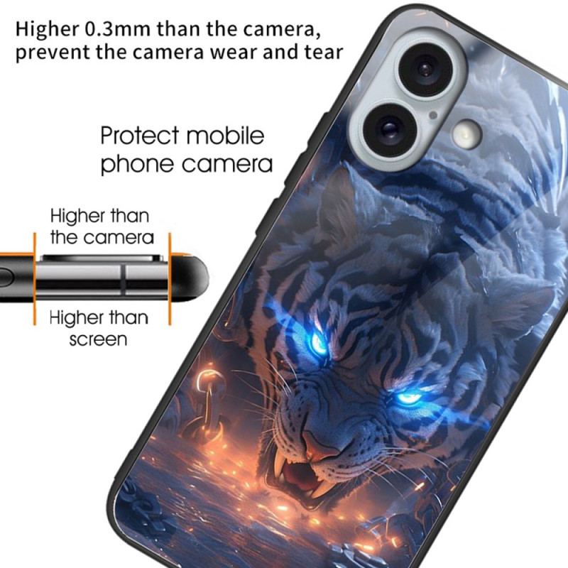 Etui iPhone 16 Plus Szkło Hartowane Z Nadrukiem Tygrysa