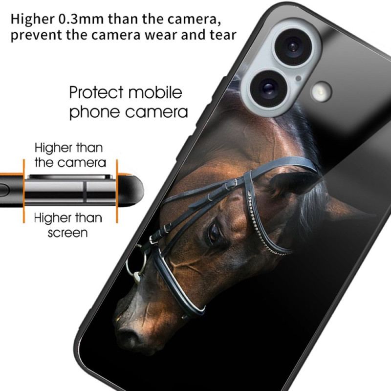 Futerały iPhone 16 Plus Etui Na Telefon Szkło Hartowane W Kształcie Głowy Konia