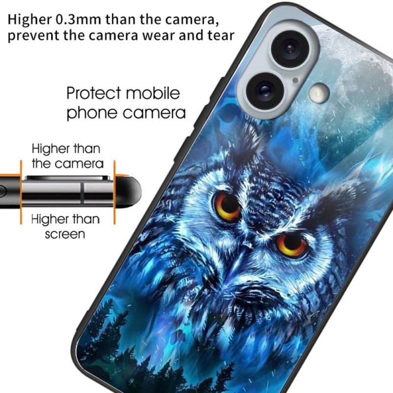 Futerały iPhone 16 Plus Etui Na Telefon Szkło Hartowane W Postaci Leśnej Sowy