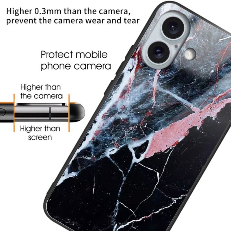 Futerały iPhone 16 Plus Etui Na Telefon Szkło Hartowane Z CZarnego Marmuru