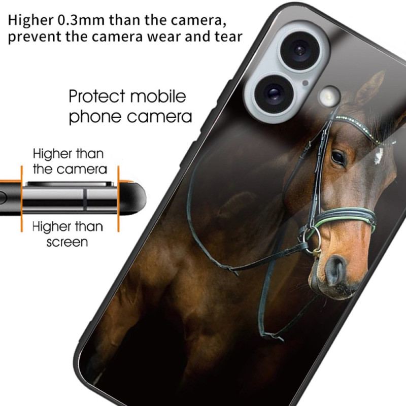 Futerały iPhone 16 Plus Etui Na Telefon Znakomite Szkło Hartowane W Kształcie Konia