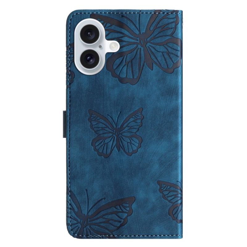 Obudowa iPhone 16 Plus Etui Na Telefon Nadruk W Kształcie Motyla Z Paskiem