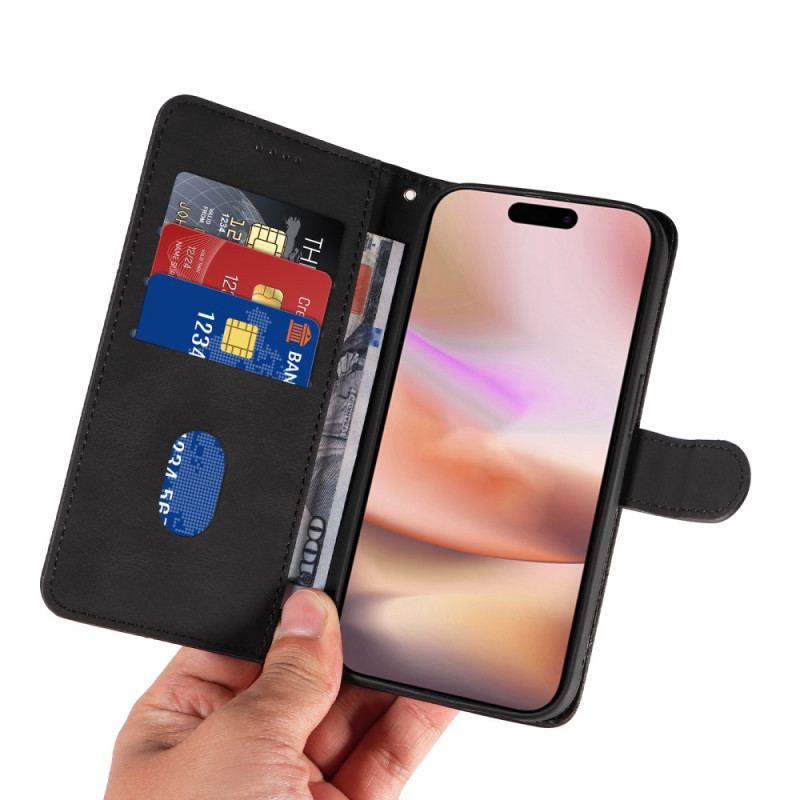Skórzany Futerał iPhone 16 Plus Etui Na Telefon Faliste Linie Paska