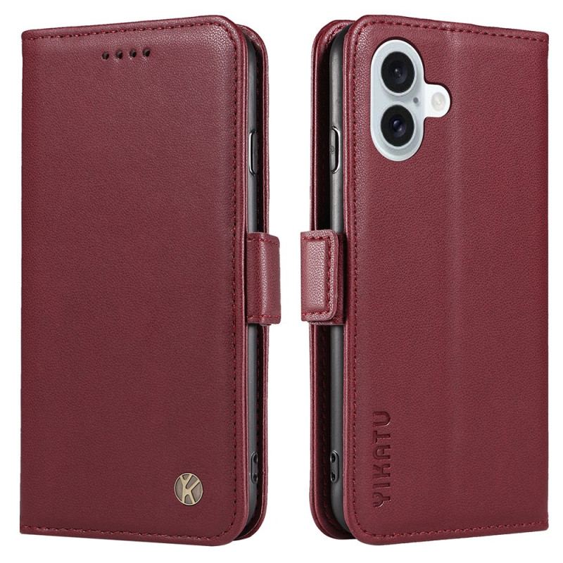 Skórzany Futerał iPhone 16 Plus Etui Na Telefon Sztuczna Skóra Yikatu