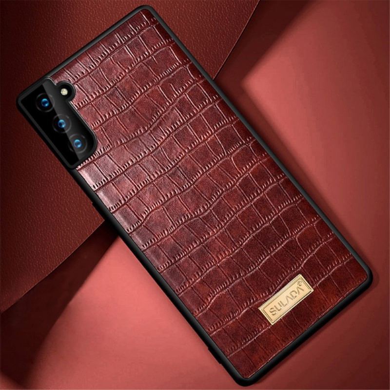Futerały do Samsung Galaxy S21 Plus 5G Obrzeża Sulada Croco Efekt Skóry