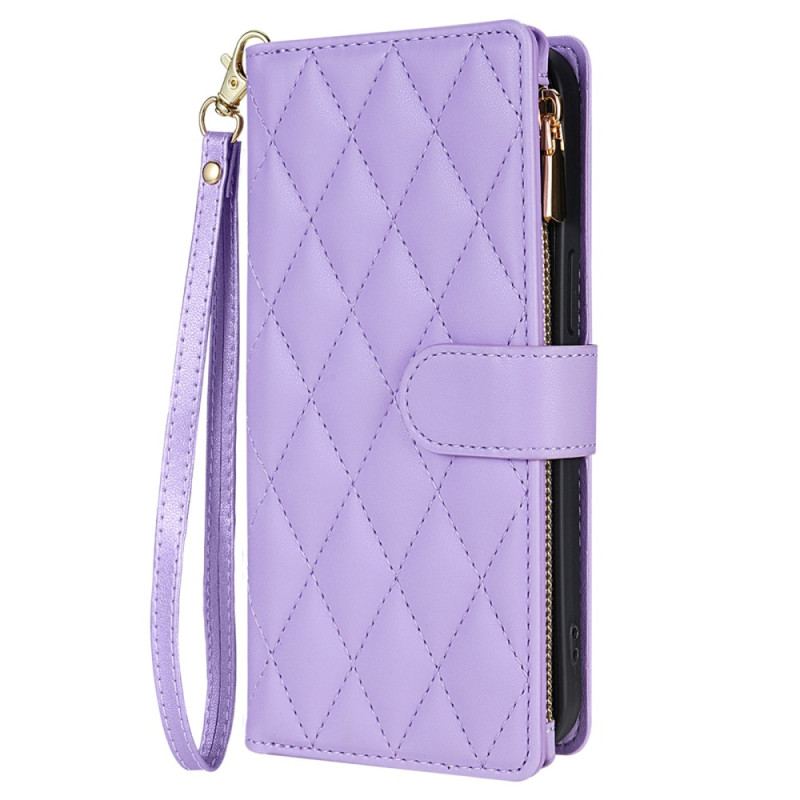 Etui Folio Do iPhone 16 Pro Pikowany Portfel Z Paskami