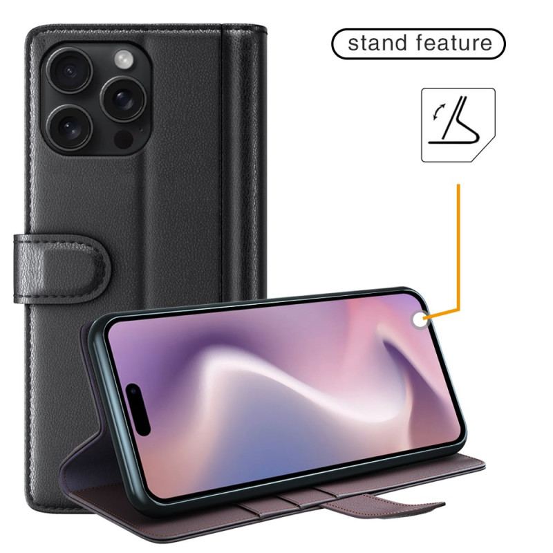 Skórzany Futerał iPhone 16 Pro Etui Na Telefon Prawdziwa Skóra