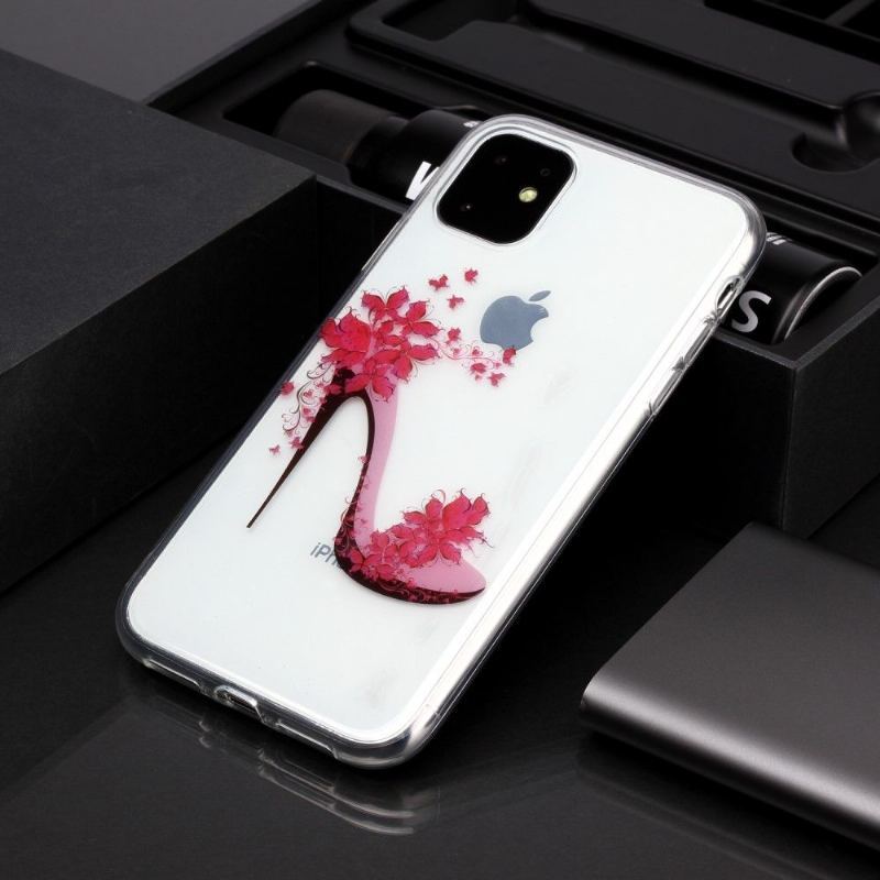 Etui do iPhone 11 Anti-fall Przezroczysty Obcas W Kwiaty
