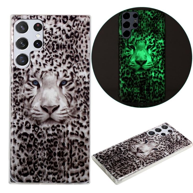 Etui do Samsung Galaxy S22 Ultra 5G Anti-fall Luminous Śnieżna Pantera