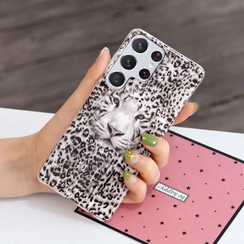 Etui do Samsung Galaxy S22 Ultra 5G Anti-fall Luminous Śnieżna Pantera