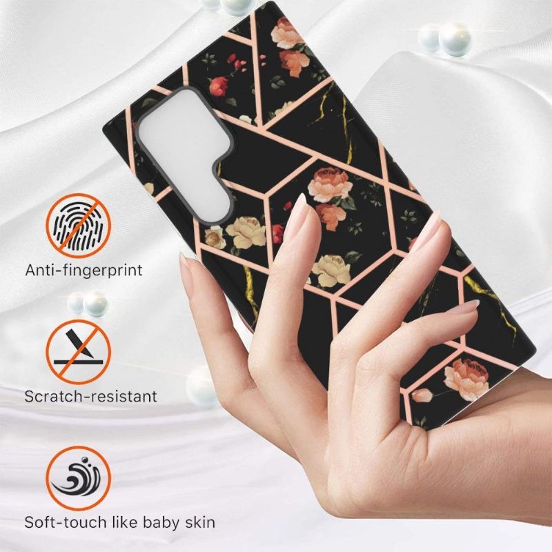 Etui do Samsung Galaxy S22 Ultra 5G Classic Marmur I Kwiaty