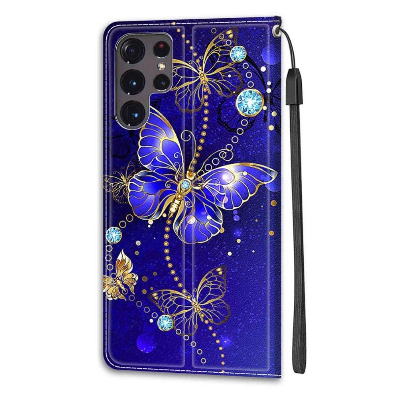 Etui Folio do Samsung Galaxy S22 Ultra 5G Fioletowy Motyl