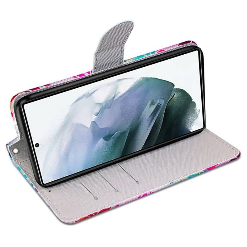 Etui Folio do Samsung Galaxy S22 Ultra 5G Kolorowy Kwiat