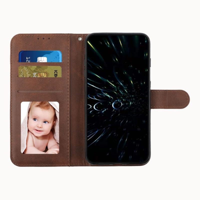 Etui Folio do Samsung Galaxy S22 Ultra 5G Obrzeża Lines Efekt Retro Skóry