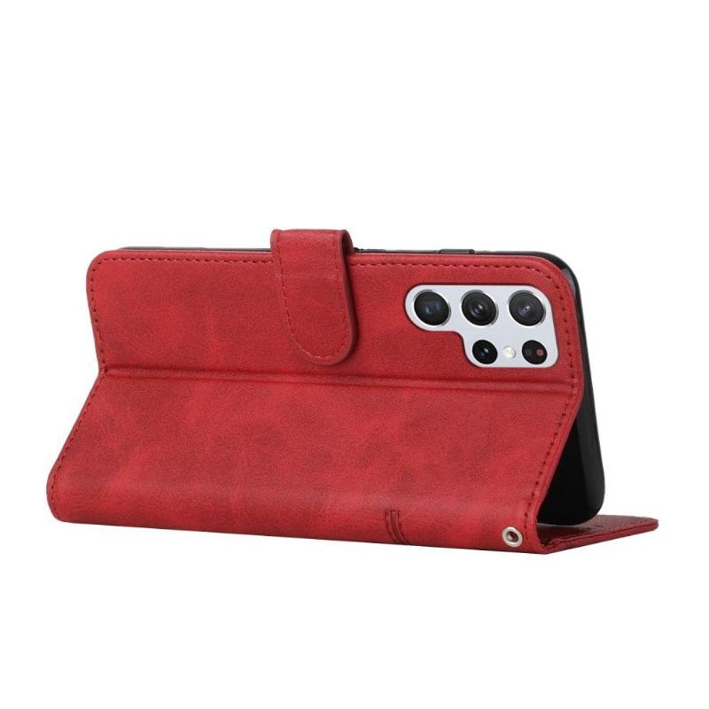 Etui Folio do Samsung Galaxy S22 Ultra 5G Obrzeża Lines Efekt Retro Skóry