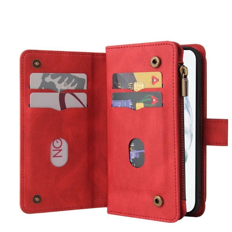 Etui Folio do Samsung Galaxy S22 Ultra 5G Obrzeża Portfel z Łańcuch