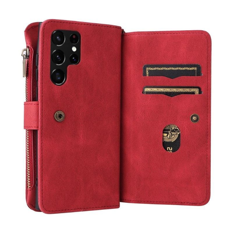 Etui Folio do Samsung Galaxy S22 Ultra 5G Obrzeża Portfel z Łańcuch
