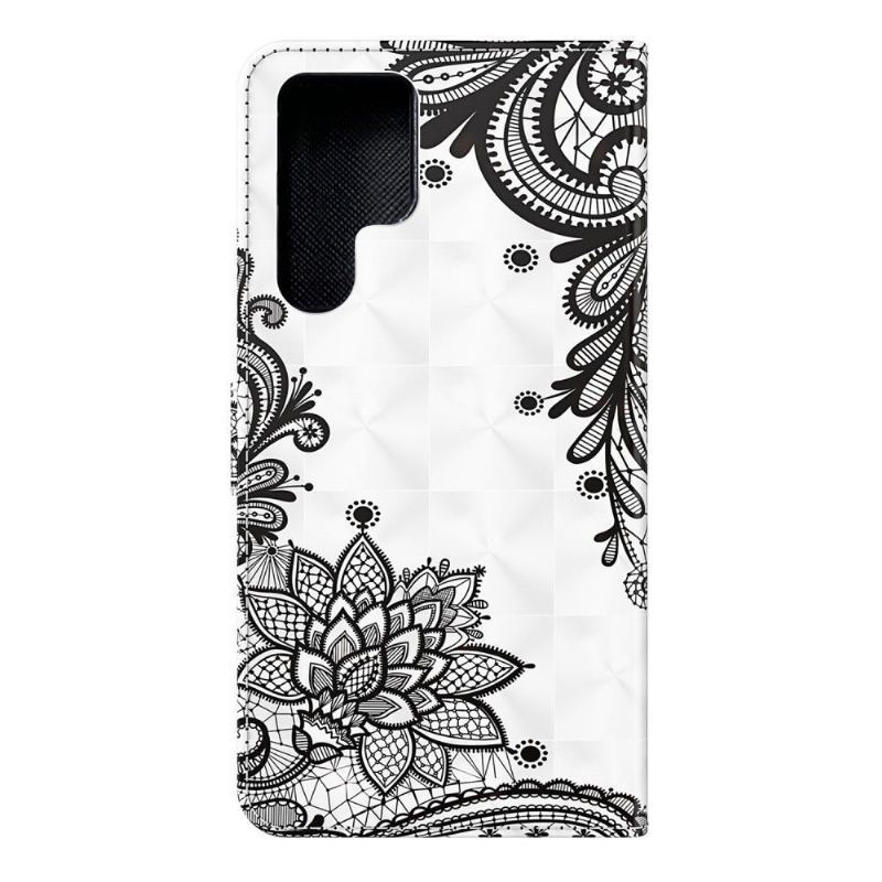 Etui Na Telefon Pokrowce do Samsung Galaxy S22 Ultra 5G Biznes Kwiaty Koronki