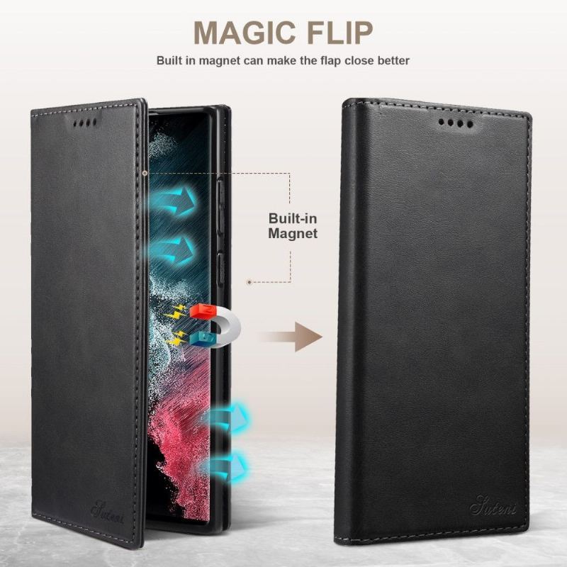 Skórzany Futerał do Samsung Galaxy S22 Ultra 5G Anti-fall Etui Folio Flip Style Skóra
