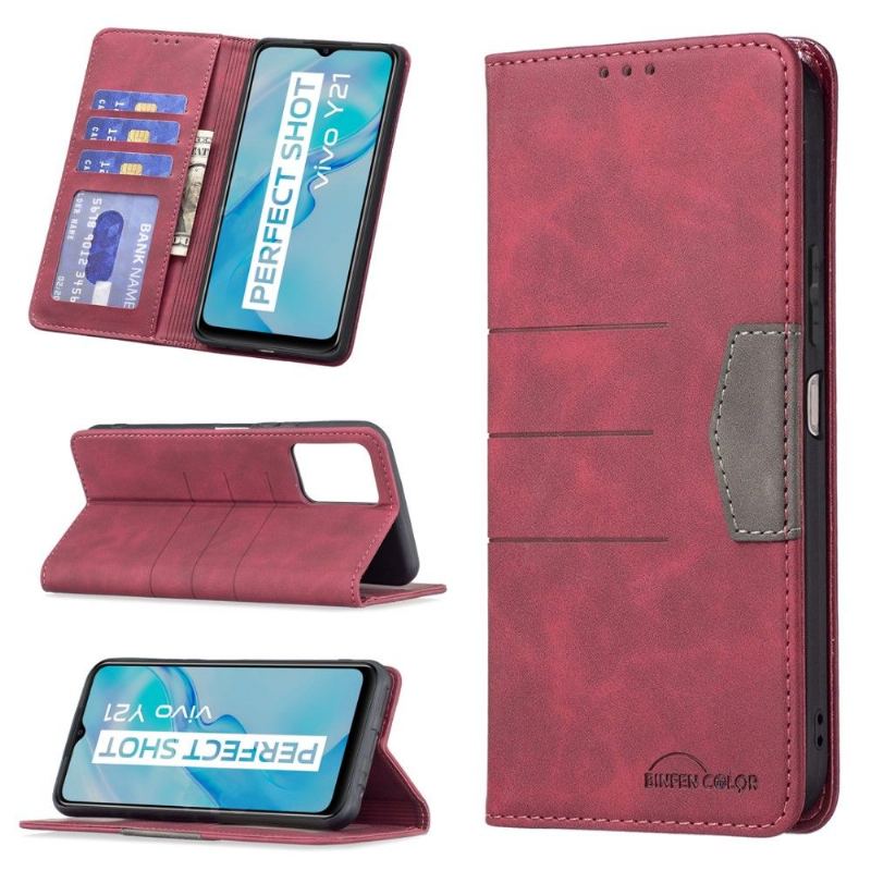 Etui Folio do Vivo Y21 / Y21s / Y33s Skórzany Futerał Binfen Kolor Flip Faux Leather