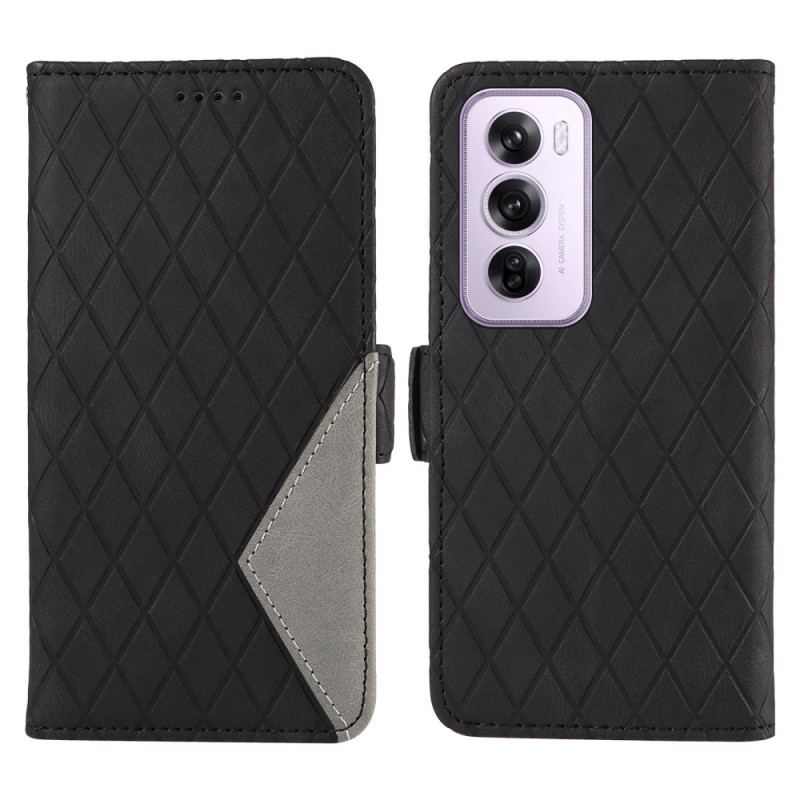 Etui Folio Oppo Reno 12 5g Diamentowe Nadruki Z Paskiem Etui Ochronne