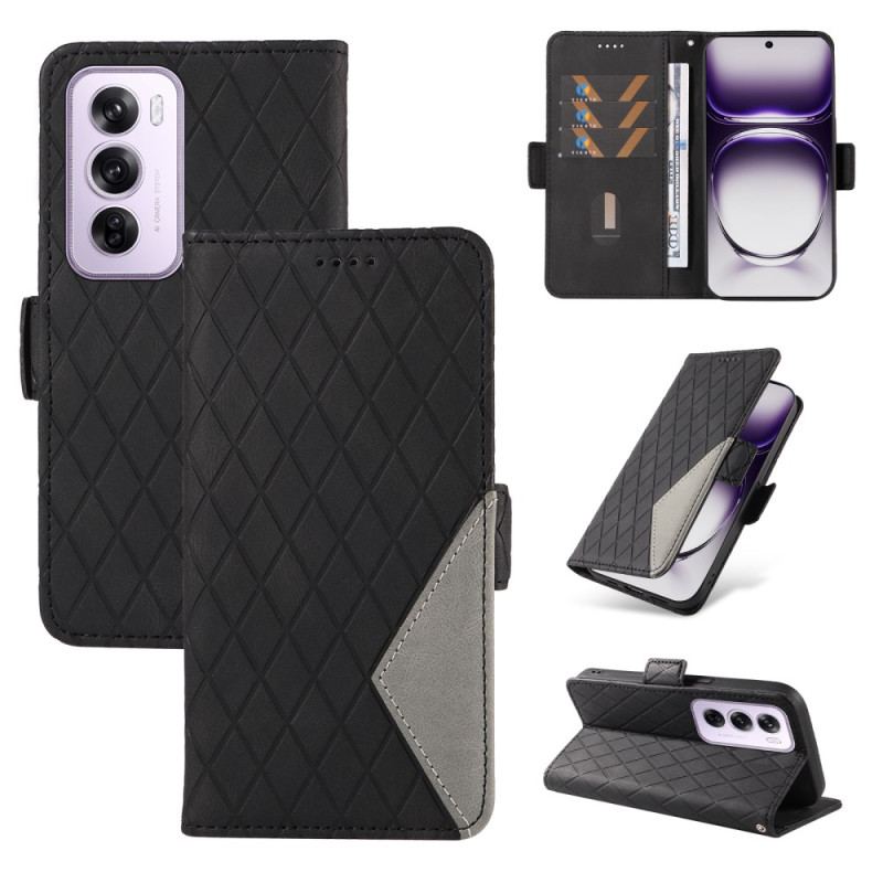 Etui Folio Oppo Reno 12 5g Diamentowe Nadruki Z Paskiem Etui Ochronne
