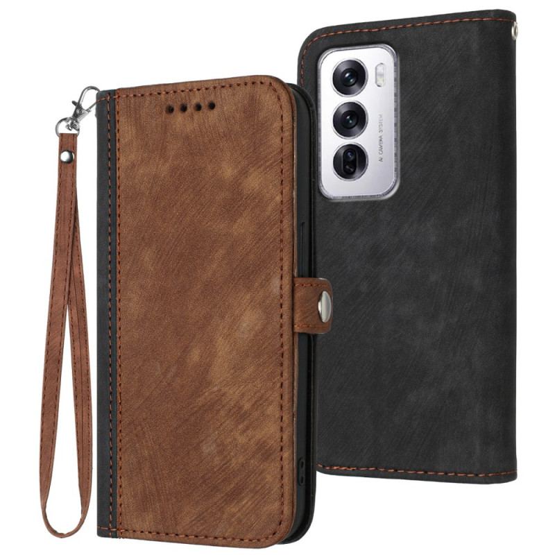 Etui Folio Oppo Reno 12 5g Dwukolorowy Z Paskiem Etui Ochronne