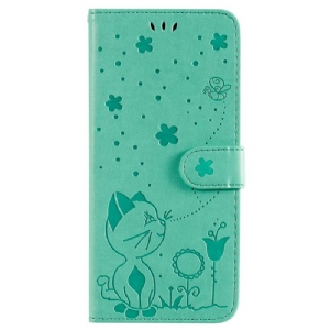 Etui Folio Oppo Reno 12 5g Pszczoła I Kot Etui Ochronne