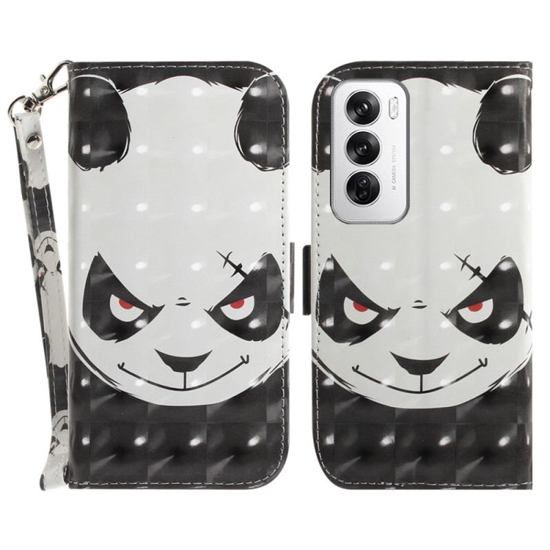 Etui Folio Oppo Reno 12 5g Wściekła Panda Z Paskiem